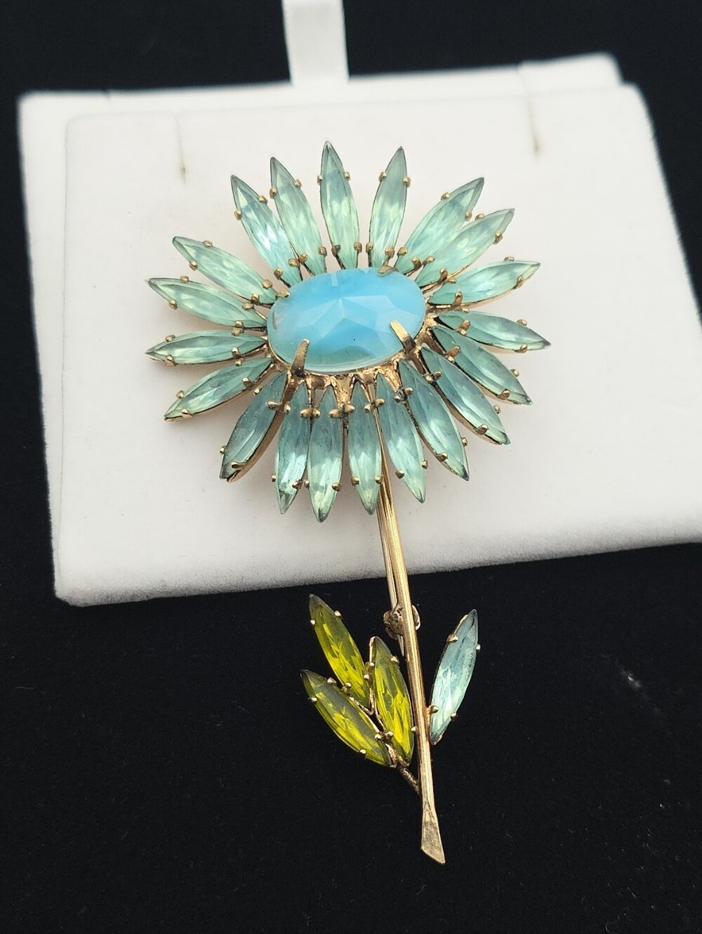 Vintage Schreiner Blue Daisy Flower Brooch